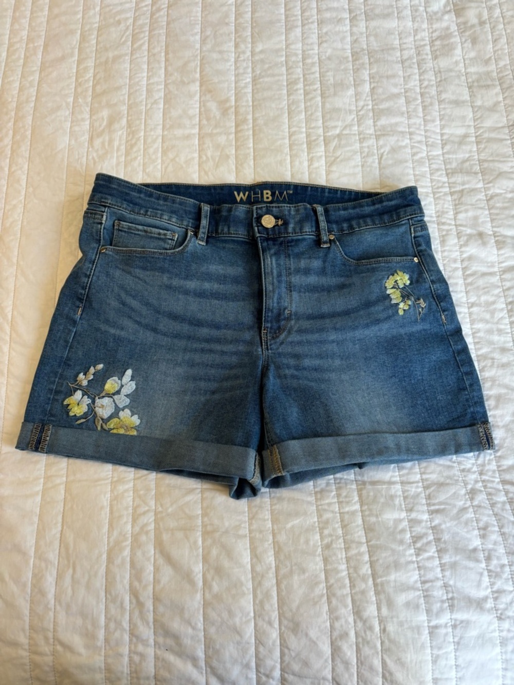 White House Black Market Floral Embroidered Jean Shorts